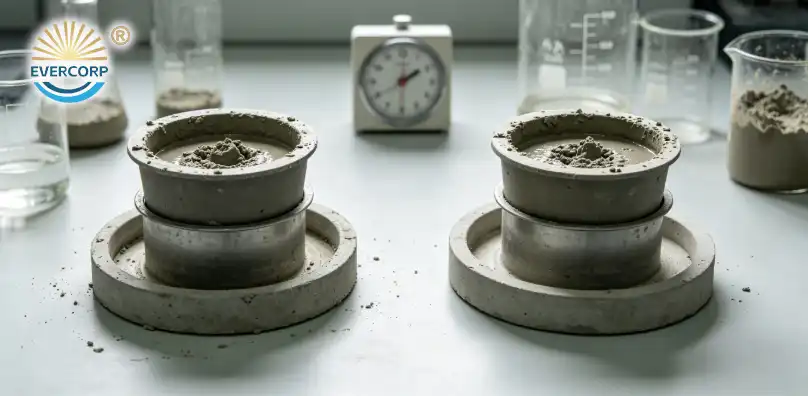 Comparative slump‑retention test between different molecular weight macromonomers Comparative slump‑retention test between different molecular weight macromonomers
