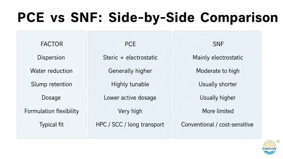 PCE and SNF superplasticizer side by side performance comparison