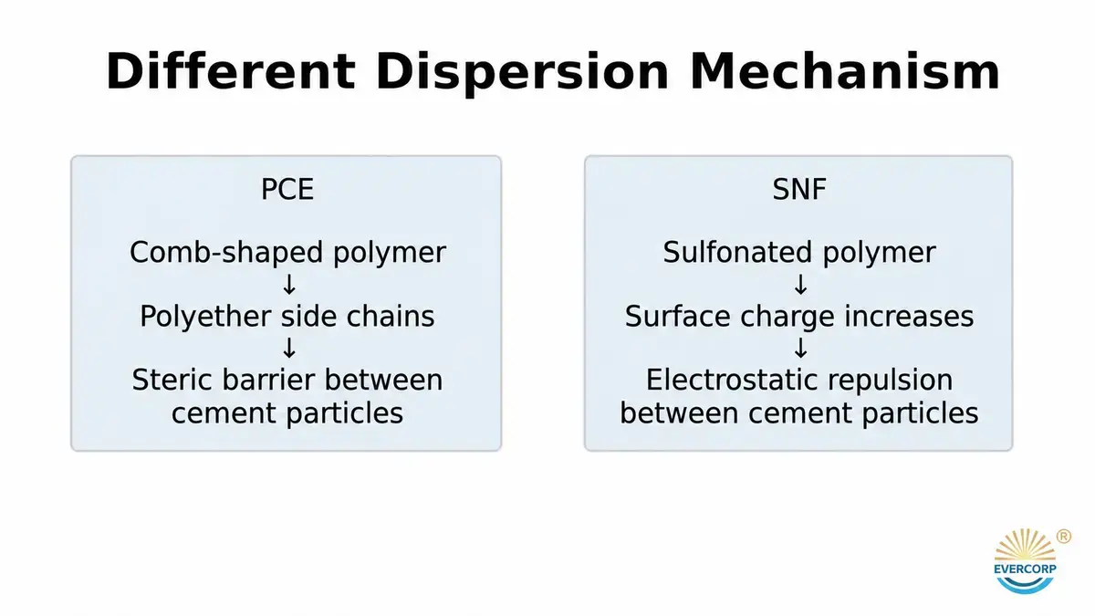 Molecular dispersion mechanism of PCE and naphthalene superplasticizer
